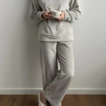Bornlads O-Neck Long Sleeved Long Pants Pajama Set 2025 Autumn Winter New Flannel Pajama Set Women's Casual Home Furnishings 4