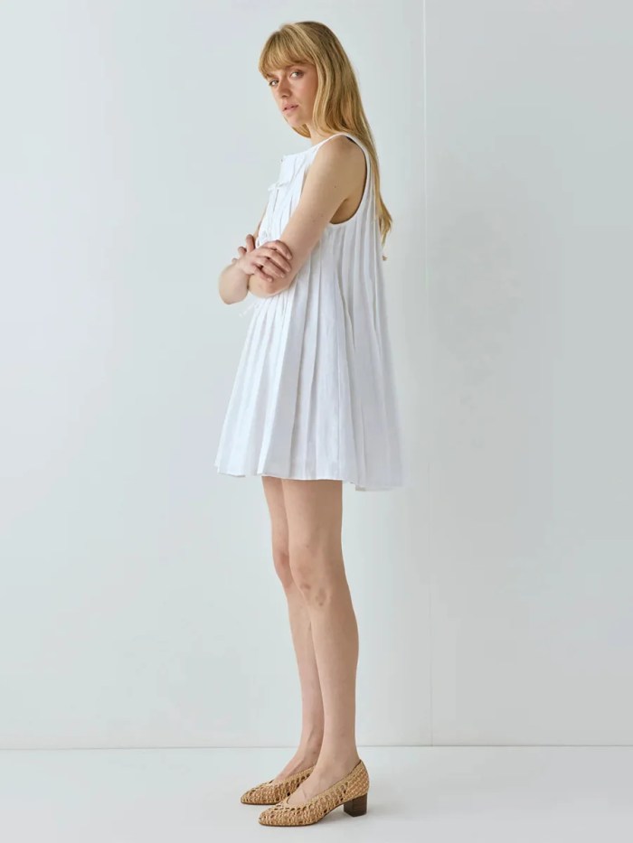 Bornlads Women's 2026 Summer New Pleated Tank Dress Fresh Relaxed Style Pleat Mini Short Dress 6