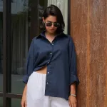 bornlads 100% cotton spring summer versatile lazy casual shirt women's fashionable solid color loose shirt cardigan shirt Bornlads 100% Cotton Spring Summer Versatile Lazy Casual Shirt Women's Fashionable Solid Color Loose Shirt Cardigan Shirt 3