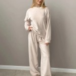 Bornlads O-Neck Long Sleeved Long Pants Pajama Set 2025 Autumn Winter New Flannel Pajama Set Women's Casual Home Furnishings 1