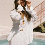 bornlads 2026 spring summer new shirt skirt set ruffled texture sheer shirt mini skirt vacation lazy style two piece outfit Bornlads 2026 Spring Summer New Shirt Skirt Set Ruffled Texture Sheer Shirt Mini Skirt Vacation Lazy Style Two Piece Outfit 1