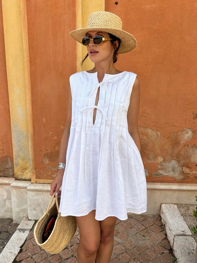 bornlads women's 2026 summer new pleated tank dress fresh relaxed style pleat mini short dress Bornlads Women's 2026 Summer New Pleated Tank Dress Fresh Relaxed Style Pleat Mini Short Dress 1