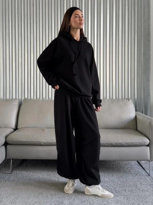 bornlads autumn winter soft hoodie set women's drop shoulder loose hoodie relaxed pullover long pants set Bornlads Autumn Winter Soft Hoodie Set Women's Drop Shoulder Loose Hoodie Relaxed Pullover Long Pants Set 3
