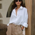 bornlads 100% cotton spring summer versatile lazy casual shirt women's fashionable solid color loose shirt cardigan shirt Bornlads 100% Cotton Spring Summer Versatile Lazy Casual Shirt Women's Fashionable Solid Color Loose Shirt Cardigan Shirt