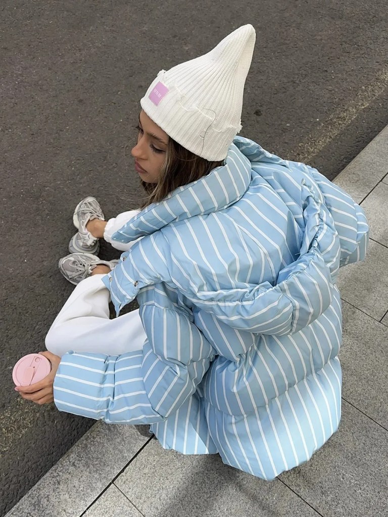 bornlads women's winter new striped hooded cotton jacket loose fashion personality warm cotton coat jacket female parkas Bornlads Women's Winter New Striped Hooded Cotton Jacket Loose Fashion Personality Warm Cotton Coat Jacket Female Parkas 5