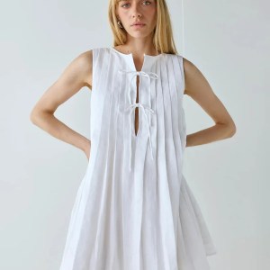 Bornlads Women's 2026 Summer New Pleated Tank Dress Fresh Relaxed Style Pleat Mini Short Dress