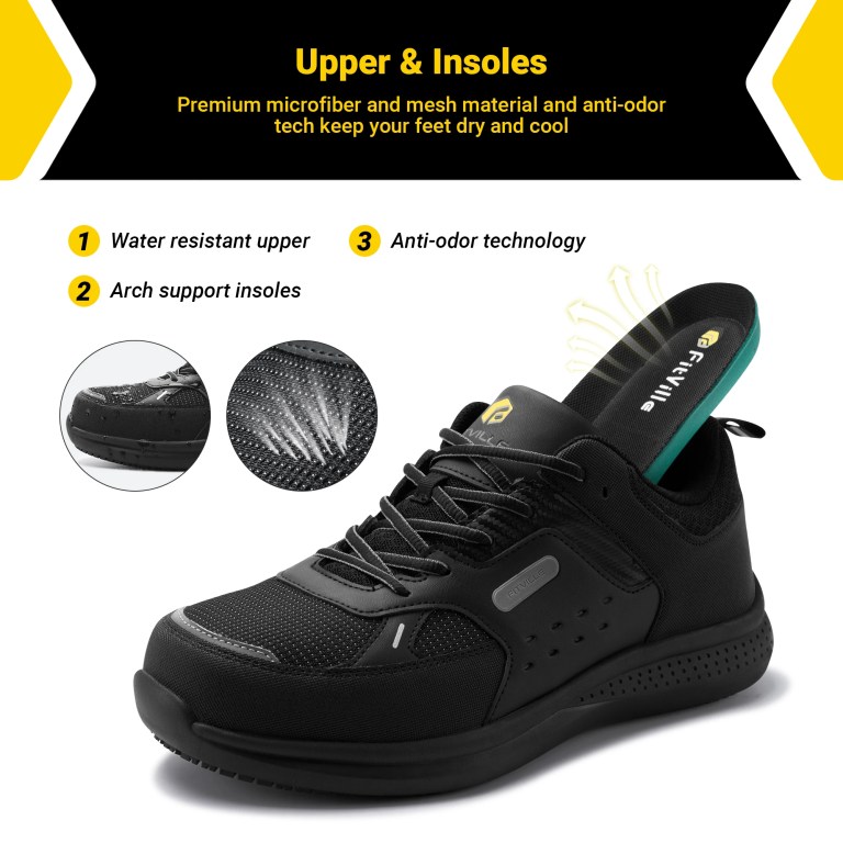 FitVille Men's Extra Wide Work Shoes Casual Shoes Anti-Slip Sturdy Toe Breathable For Male Swollen Feet Arch Support Pain Relief 6