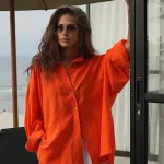 bornlads 100% cotton spring summer versatile lazy casual shirt women's fashionable solid color loose shirt cardigan shirt Bornlads 100% Cotton Spring Summer Versatile Lazy Casual Shirt Women's Fashionable Solid Color Loose Shirt Cardigan Shirt 4