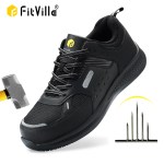 FitVille Men's Extra Wide Work Shoes Casual Shoes Anti-Slip Sturdy Toe Breathable For Male Swollen Feet Arch Support Pain Relief 1