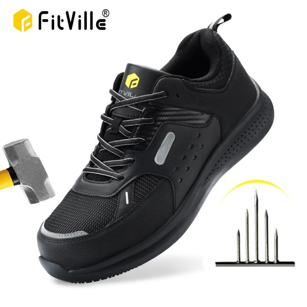 FitVille Men's Extra Wide Work Shoes Casual Shoes Anti-Slip Sturdy Toe Breathable For Male Swollen Feet Arch Support Pain Relief 1