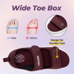 FitVille Women's Wide Sandals House Slippers for Diabetics with Arch Support Adjustable Straps Lightweight Comfortable Flat Shoe 2