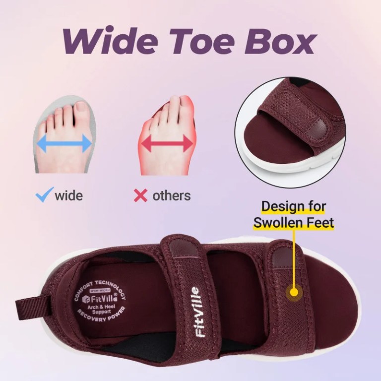 FitVille Women's Wide Sandals House Slippers for Diabetics with Arch Support Adjustable Straps Lightweight Comfortable Flat Shoe 2