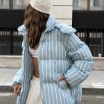 bornlads women's winter new striped hooded cotton jacket loose fashion personality warm cotton coat jacket female parkas Bornlads Women's Winter New Striped Hooded Cotton Jacket Loose Fashion Personality Warm Cotton Coat Jacket Female Parkas 3
