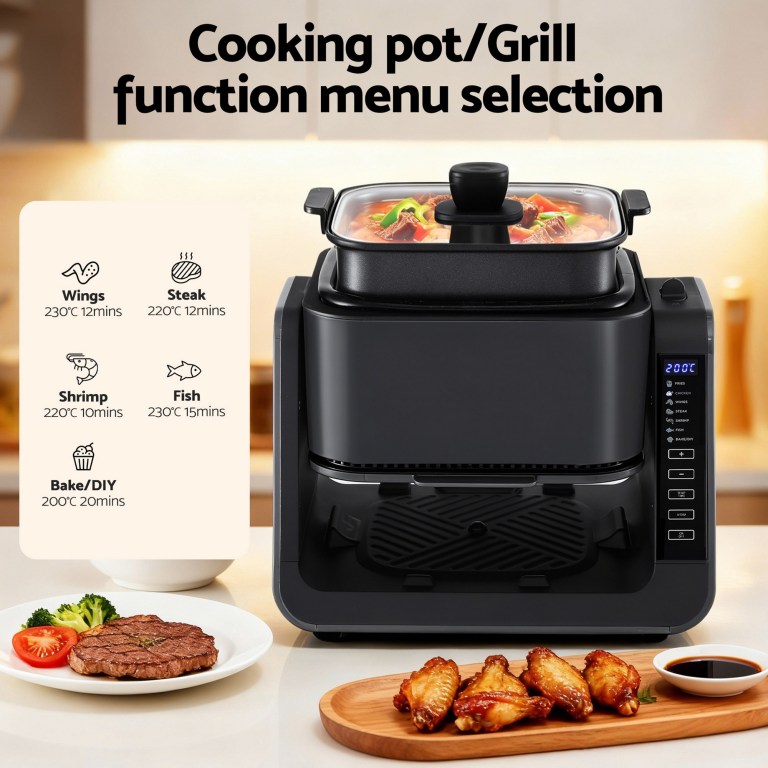 devanti 2 in 1 air fryer 5.5l dual zone fryers electric cooker with top bbq grill & bot devanti 2 in 1 air fryer 5.5l dual zone fryers electric cooker with top bbq grill & bot