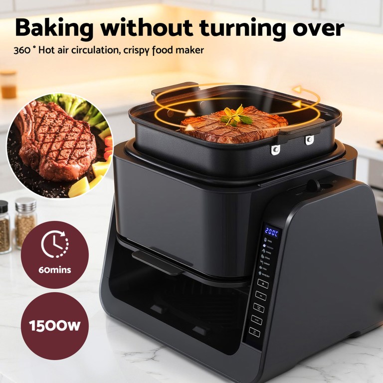 devanti 2 in 1 air fryer 5.5l dual zone fryers electric cooker with top bbq grill & bot devanti 2 in 1 air fryer 5.5l dual zone fryers electric cooker with top bbq grill & bot
