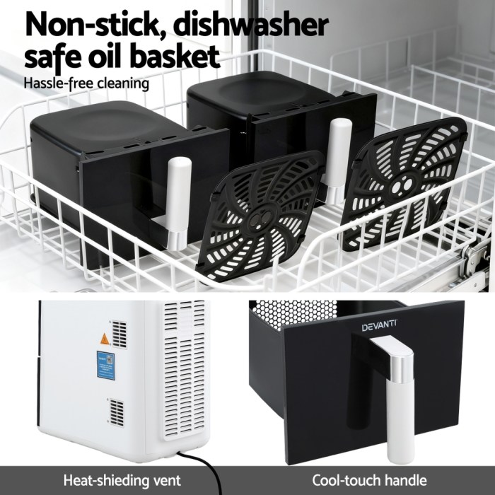 devanti air fryer oven 11l dual zone fryers