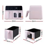devanti air fryer 9l dual zone fryers 2600w pink