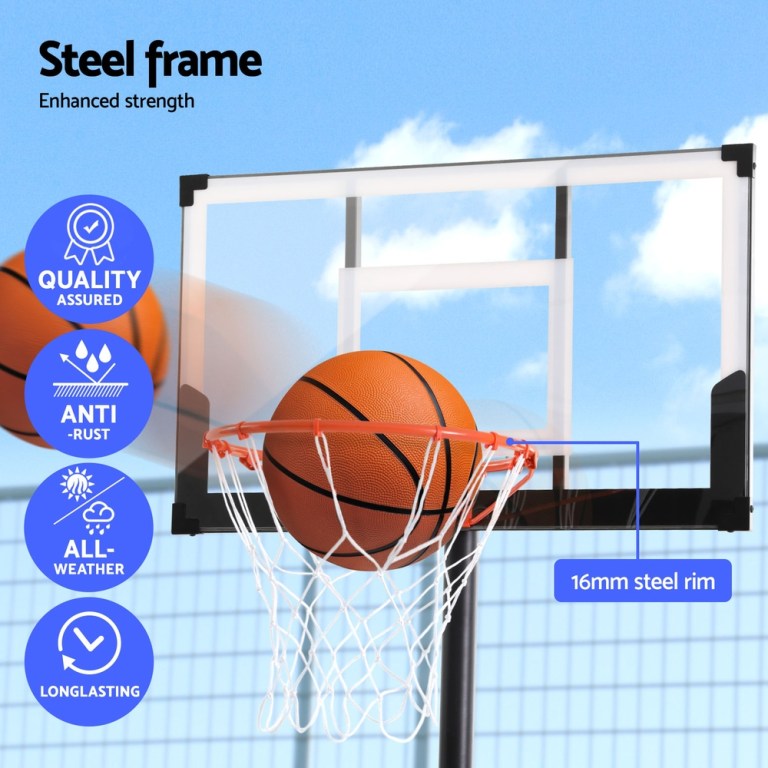 everfit 3.05m basketball hoop stand system portable height adjustable w/ knob