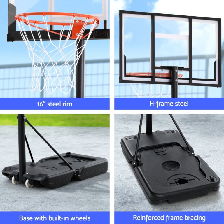 everfit 3.05m basketball hoop stand system portable height adjustable w/ knob