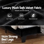artiss double bed frame upholstered platform base with geometric headboard black velvet artiss double bed frame upholstered platform base with geometric headboard black velvet