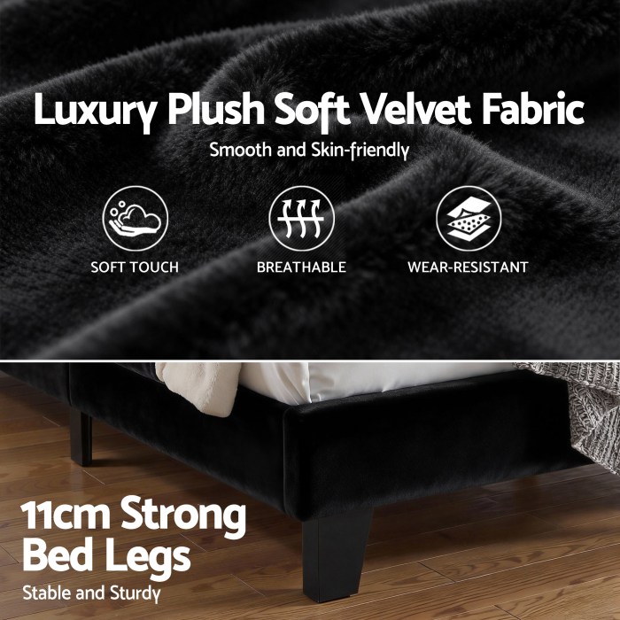 artiss double bed frame upholstered platform base with geometric headboard black velvet artiss double bed frame upholstered platform base with geometric headboard black velvet