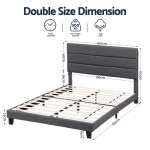 artiss double bed frame upholstered platform base with geometric headboard charcoal grey linen wood slats for modern bedroom furniture home decor artiss double bed frame upholstered platform base with geometric headboard charcoal grey linen wood slats for modern bedroom furniture home decor