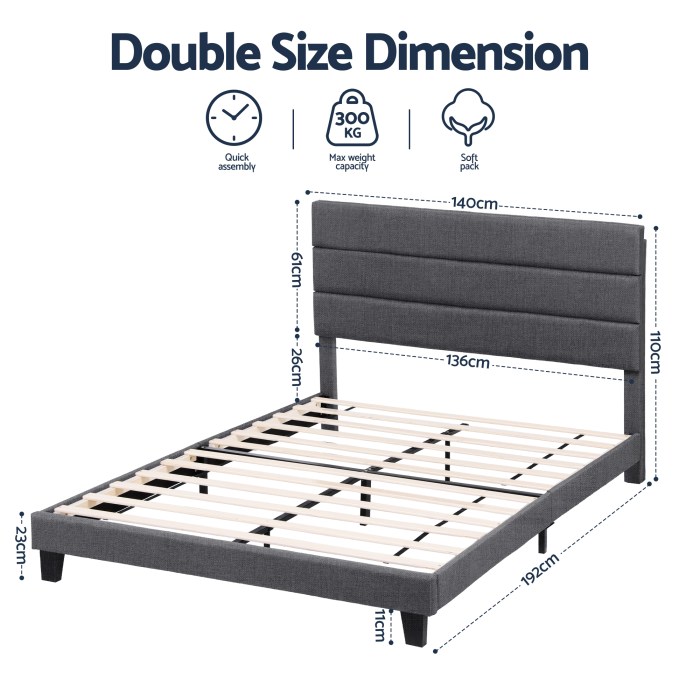 artiss double bed frame upholstered platform base with geometric headboard charcoal grey linen wood slats for modern bedroom furniture home decor artiss double bed frame upholstered platform base with geometric headboard charcoal grey linen wood slats for modern bedroom furniture home decor