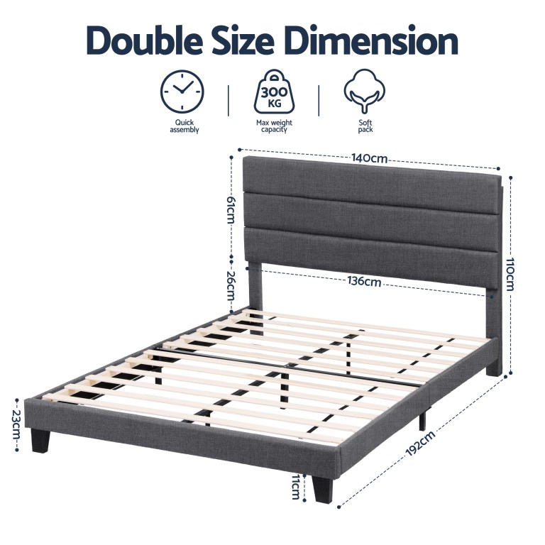 artiss double bed frame upholstered platform base with geometric headboard charcoal grey linen wood slats for modern bedroom furniture home decor artiss double bed frame upholstered platform base with geometric headboard charcoal grey linen wood slats for modern bedroom furniture home decor