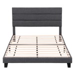artiss double bed frame upholstered platform base with geometric headboard charcoal grey linen wood slats for modern bedroom furniture home decor artiss double bed frame upholstered platform base with geometric headboard charcoal grey linen wood slats for modern bedroom furniture home decor