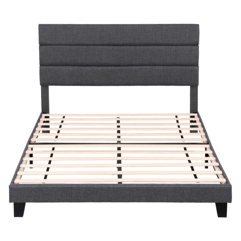 artiss double bed frame upholstered platform base with geometric headboard charcoal grey linen wood slats for modern bedroom furniture home decor artiss double bed frame upholstered platform base with geometric headboard charcoal grey linen wood slats for modern bedroom furniture home decor