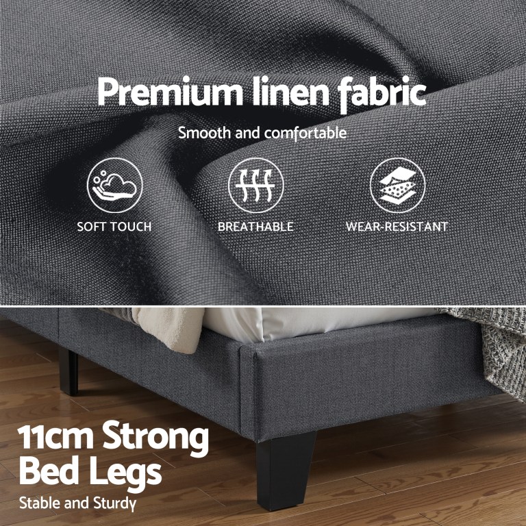 artiss double bed frame upholstered platform base with geometric headboard charcoal grey linen wood slats for modern bedroom furniture home decor artiss double bed frame upholstered platform base with geometric headboard charcoal grey linen wood slats for modern bedroom furniture home decor
