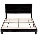 artiss king bed frame upholstered platform base with geometric headboard black velvet