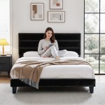 artiss king bed frame upholstered platform base with geometric headboard black velvet