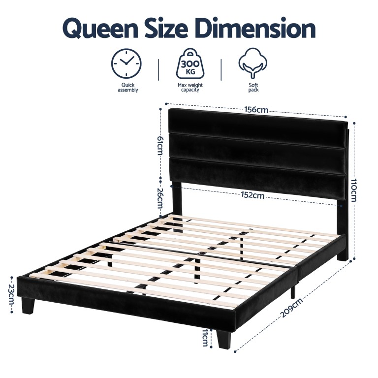 artiss queen bed frame upholstered platform base with geometric headboard black velvet artiss queen bed frame upholstered platform base with geometric headboard black velvet