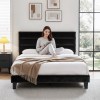 artiss queen bed frame upholstered platform base with geometric headboard black velvet