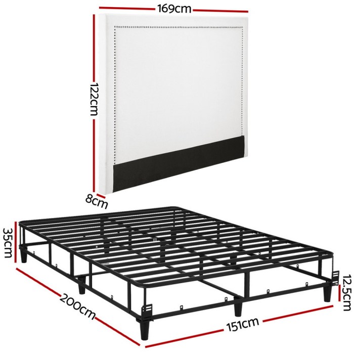 artiss queen bed frame with headboard platform bed base grey beige fabric metal