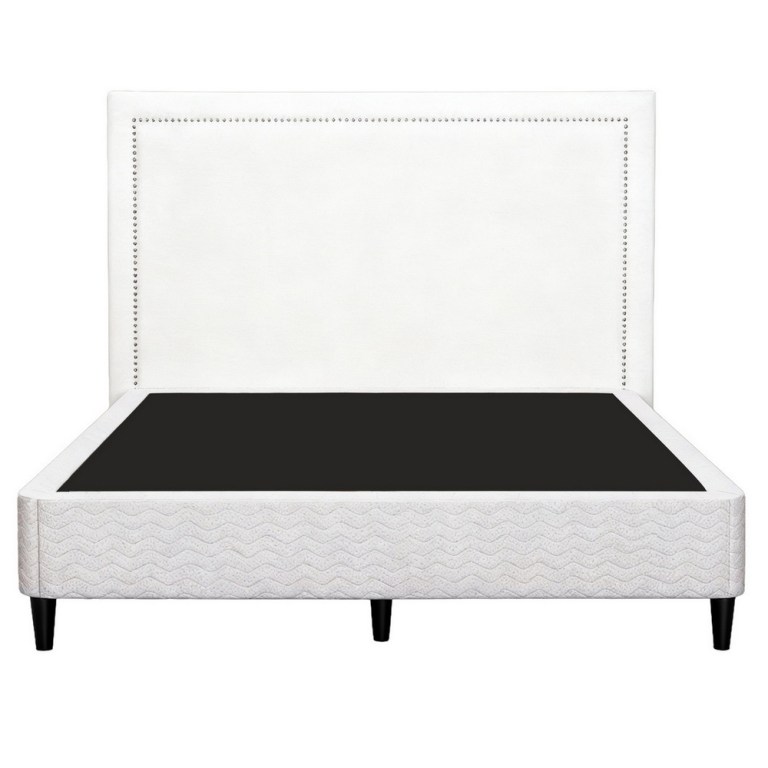 artiss queen bed frame with headboard platform bed base grey beige fabric metal artiss queen bed frame with headboard platform bed base grey beige fabric metal