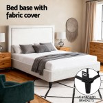 artiss queen bed frame with headboard platform bed base grey beige fabric metal artiss queen bed frame with headboard platform bed base grey beige fabric metal