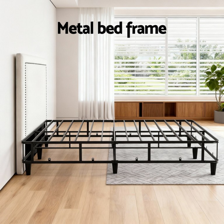 artiss queen bed frame with headboard platform bed base grey beige fabric metal artiss queen bed frame with headboard platform bed base grey beige fabric metal