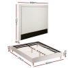 artiss queen bed frame platform bed base upholstered headboard linen fabric beige