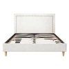 artiss queen bed frame platform bed base upholstered headboard linen fabric beige