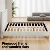 artiss queen bed frame platform bed base upholstered headboard linen fabric beige