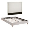 artiss queen bed frame platform bed base upholstered headboard linen fabric beige