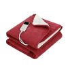 giselle electric throw rug dual side fleece flannel heated blanket burgundy giselle electric throw rug dual side fleece flannel heated blanket burgundy