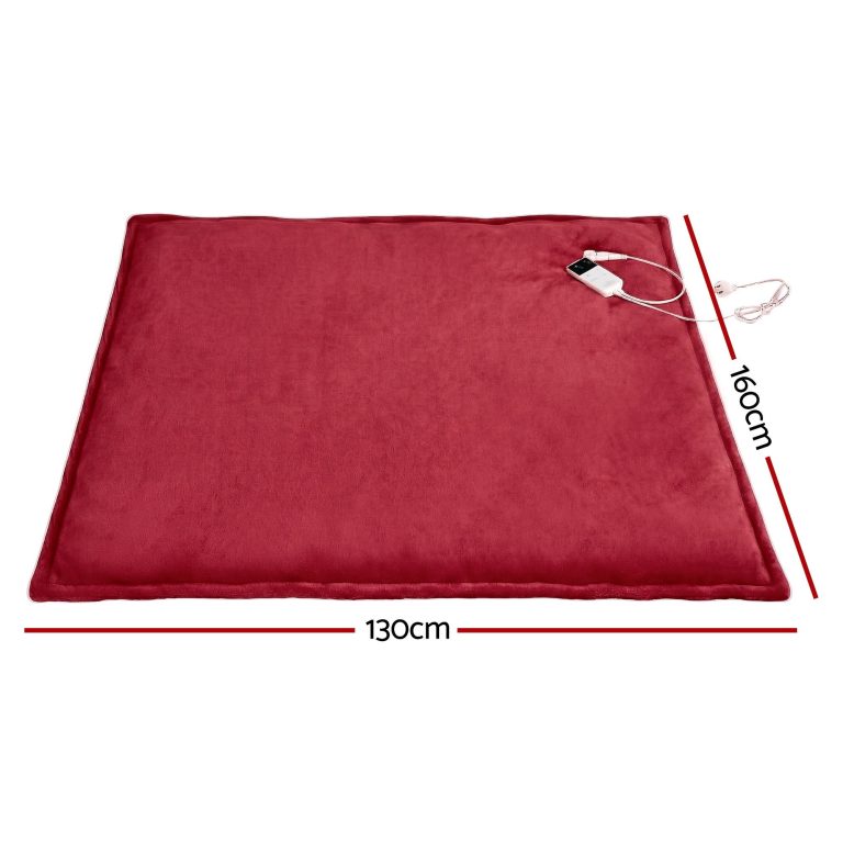 giselle electric throw rug dual side fleece flannel heated blanket burgundy