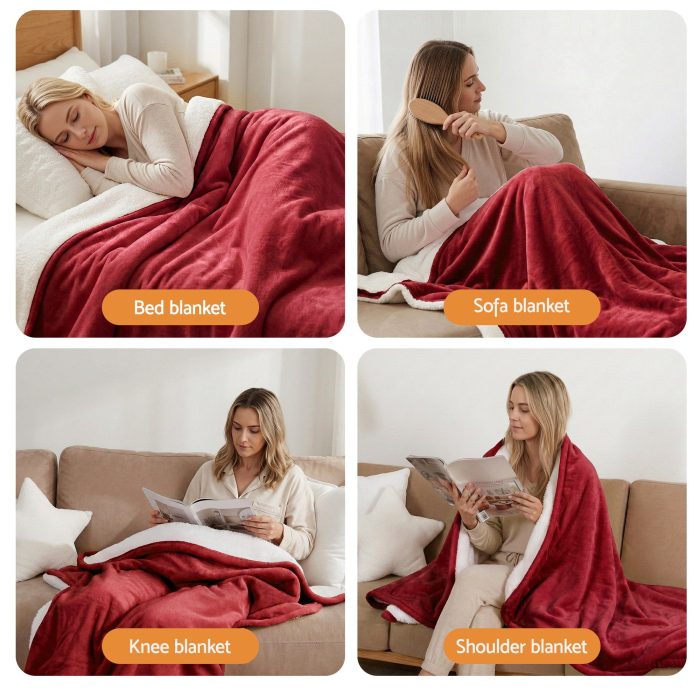 giselle electric throw rug dual side fleece flannel heated blanket burgundy giselle electric throw rug dual side fleece flannel heated blanket burgundy