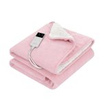 giselle electric throw rug dual side fleece flannel heated blanket pink