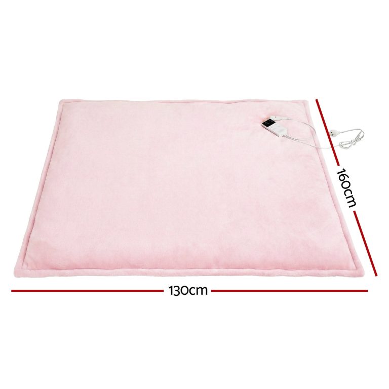 giselle electric throw rug dual side fleece flannel heated blanket pink