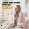 giselle electric throw rug dual side fleece flannel heated blanket pink