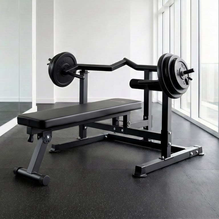 everfit chest press machine home gym equipment folding workout bench with independent arms black